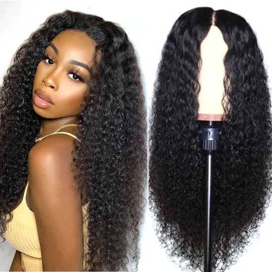 Factory Sale Malaysian Hair Virgin Human Swiss Lace 5X5 Closure Wig Kinky Curly 180% Density Hair Cuticle Aligned Wig  for women
