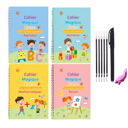 3D French Deep Groove Magic Copybook: Reusable Kids Handwriting Practice and Learning Tool