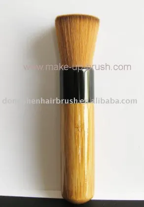 flat top foundation brush,bamboo handle foundation brush,black ferrule foundation brush