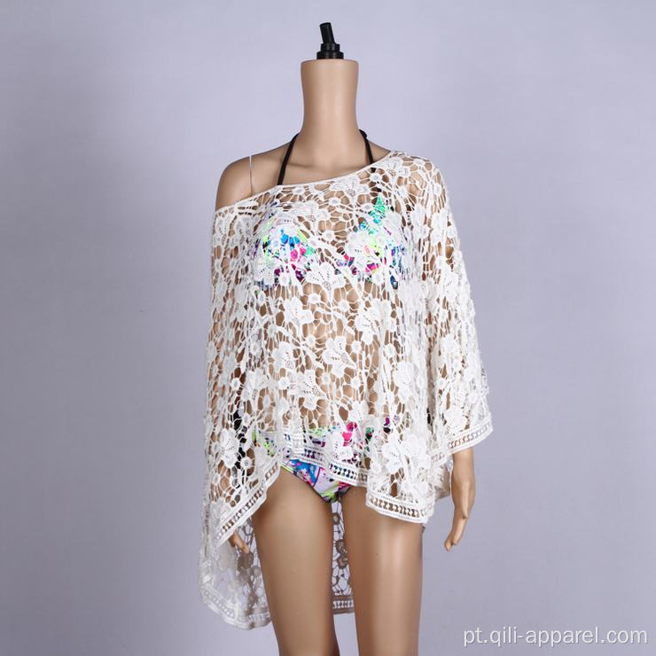 Crochet Girls Beach Dress Sexy Vestido Branco Beachwear