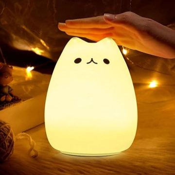 Süße rosa USB -Kinderkatze Schlafzimmerlampe - Nachtlicht für Kinder