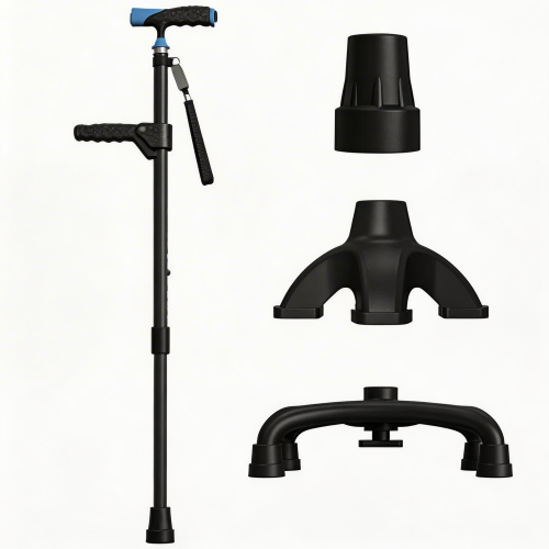 عصا المشي من ألياف الكربون مع مقبض مساعد للرفع