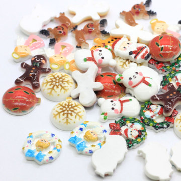 Mixed Artificial Xmas Craft Santa Claus Snowman Resin Design Christmas Charm Cute Angel Scrapbook Diy Art Deco Jewelry Ornament