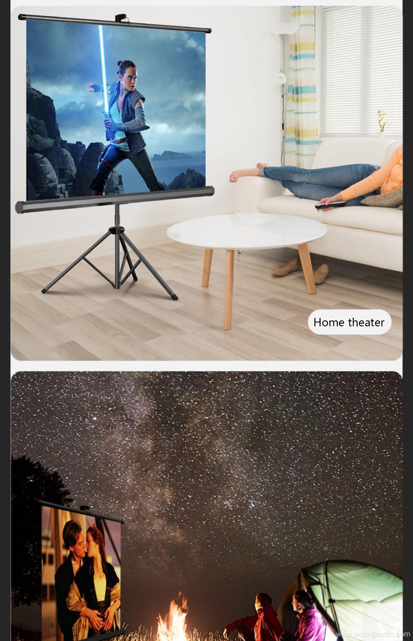 Wholesale tripod floor rising fabric projector screen