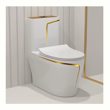New Design Gold Line Colored One-Piece Toilet Bowl