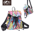 Genuine Leather Backpack Geometric laser color focus PU leather backpack bag Supplier