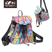 حقيبة الظهر الجلدية للليزر الهندسي المخصص PU PU Leather Backpack for Kid School Bag Women Travel Laptop Backpack