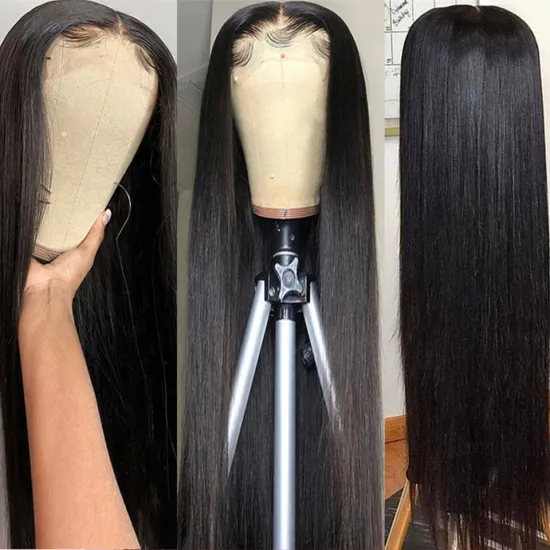 Invisible HD 5X5 Transparent Swiss Lace Closure Wig Super Thin Film Undectable Human Hair Straight Natural Wigs