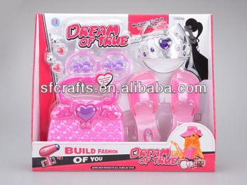 Plastic fashion beauty decoration set toys,fashion girls beauty play set toys