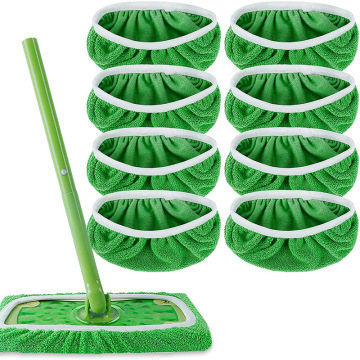 Thickened Elastic Band Flat Mop Cloth for Bathroom - Coral Fleece/Microfiber/Chenille Replacement Pad