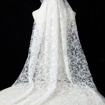 High-Quality Glitter Sequin Embroidery Tulle Fabric: Perfect for Bridal Dresses