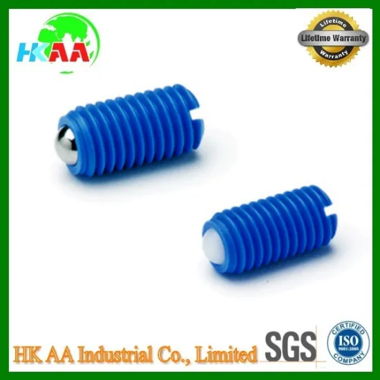 Acetal resin based (POM) technopolymer threaded ball spring plunger