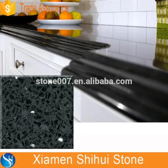 High Quality sparkling black Quartz Countertop