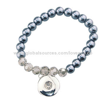 Fashion Crystal Beads Bracelet with Noosa Chunk, for Women