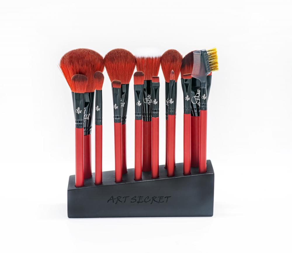 13 pcs Deep Red Makeup Brush Set