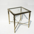 polished metal coffee table glass top side table