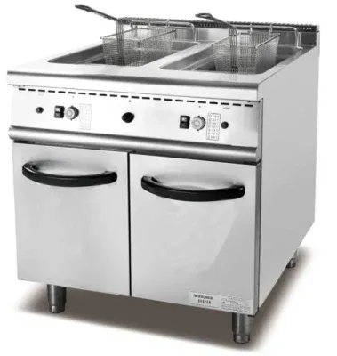 2-Tank Gas Fryer with Built-in Cabinet for Commercial Use