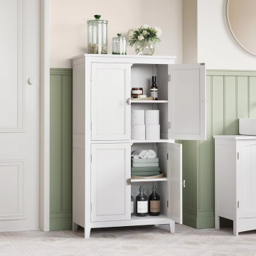 Wooden Freestanding Bathroom Cabinet with 2 Doors and Drawers