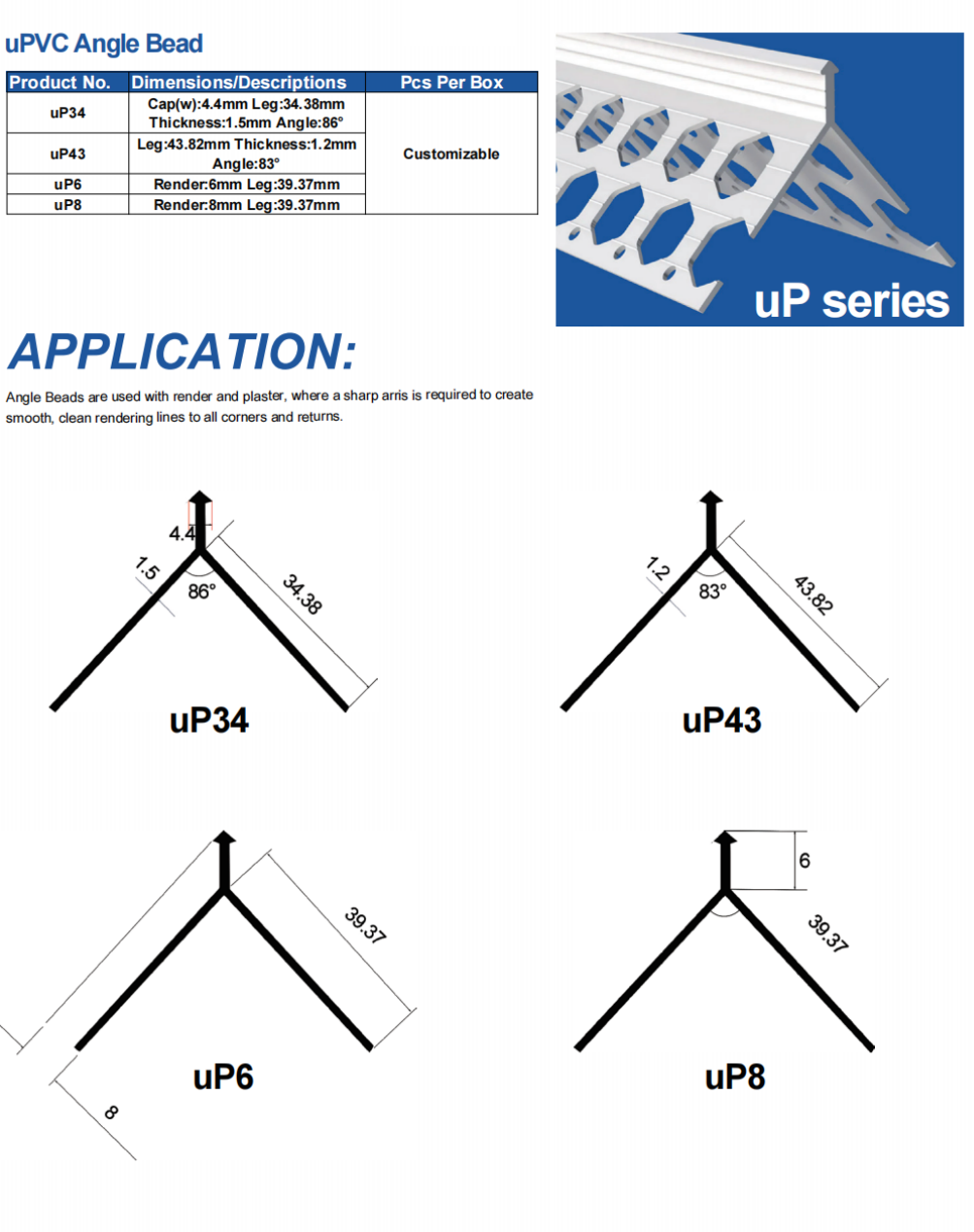 Architectural profile uPVC Angle Bead