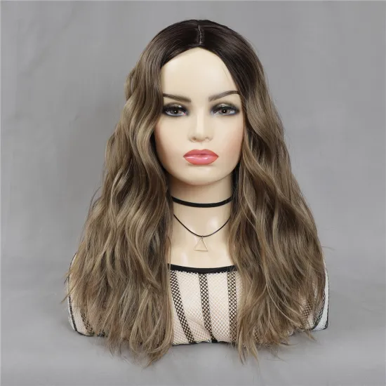 X-TRESS New Fashion 20 Inch Ombre Gray Synthetic Hair Wig High Temperature Fiber Middle Part Wigs Machine Made Natural Hair Wigs