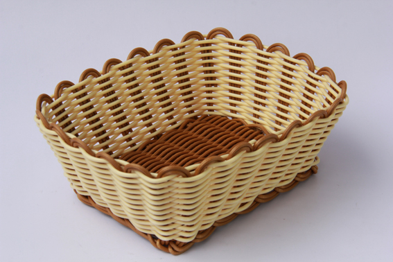 Handmade bicolor rectangular pp rattan basket