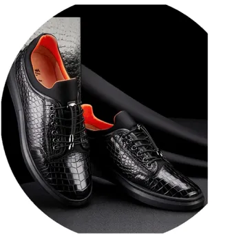 Crocodile Leather Shoes Men's Genuine Leather High-End Business Casual Men's Formal Wear Korean Casual Trend Breathable Leather
