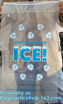 LDPE ice bag on roll, eco-friendly Wicket ice bags, HDPE/LDPE ice packing freezer bags on roll, summer cooler ldpe plastic dispo
