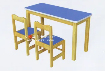 Comfortable Wooden Double Desk and Chair for Daycare (SF-21K-3)