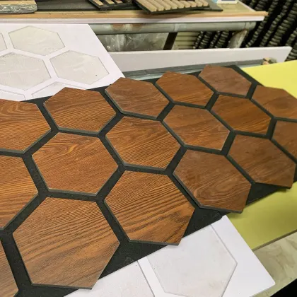 China Factory Polyester Felt Hexagonal Soundproof Ceiling Panels