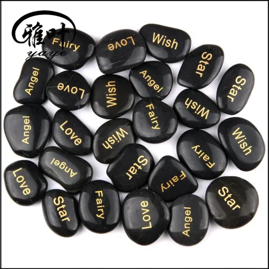 Wholesale 3-5cm High polished Black engraved river stone