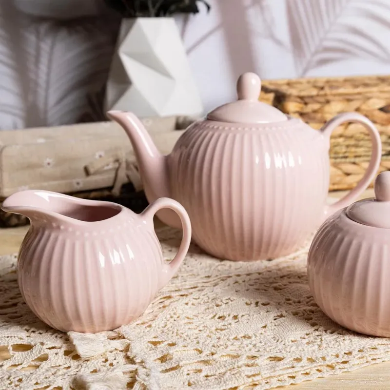 Contemporary Porcelain White Ribbed Dinner Set