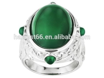 Green Agate Cabochon Sterling Silver Ring