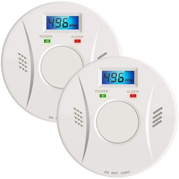 Alarme detector de fumaça e monóxido de carbono combinado com display digital operado por bateria para quarto de casa e cozinha