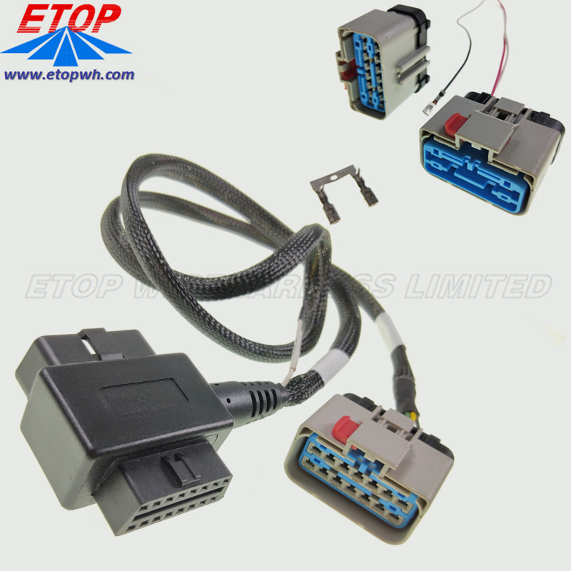 J1962 OBD2 קאָנווערטער קאַבלע מיט אַפּעקס 2.8 מם קאַנעקטער