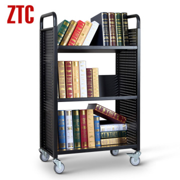 Single-Sided Library Book Cart,Three layer V-shape Book trolley
