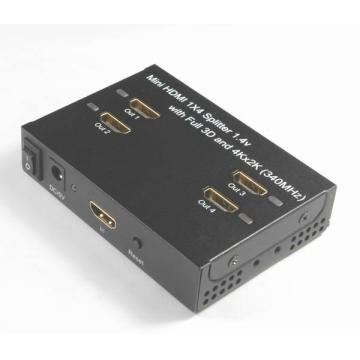 Mini HDMI 1X4 Splitter with Full 3D and 4Kx2K (340MHz)