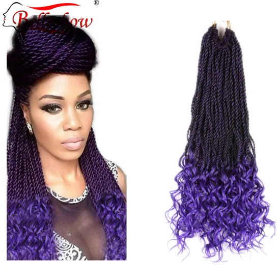 Hot Selling 18-inch 30-Stand Synthetic Braiding Hair Extensions with Wavy Ends and Curly Senegalese Twist