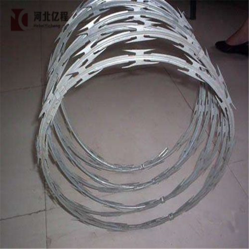 Concertina razor barbed wire coil fence