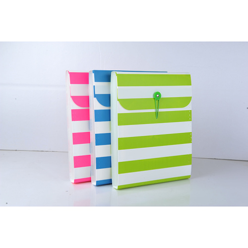 Accordion Stripe File Folder Folder plastic expanding files with front button Factory