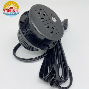 Desk Power USB Grommet Socket with 2 US Plugs & 2 USB Charging Ports