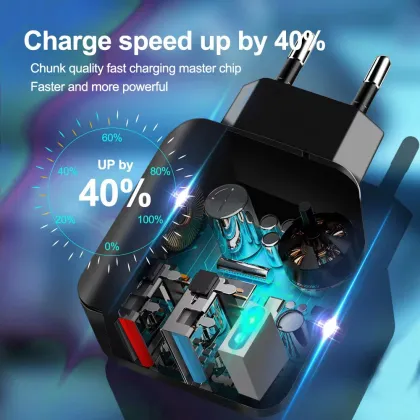 28W Dual USB Wall Adapter - Quick Charger for Samsung, Xiaomi, Huawei