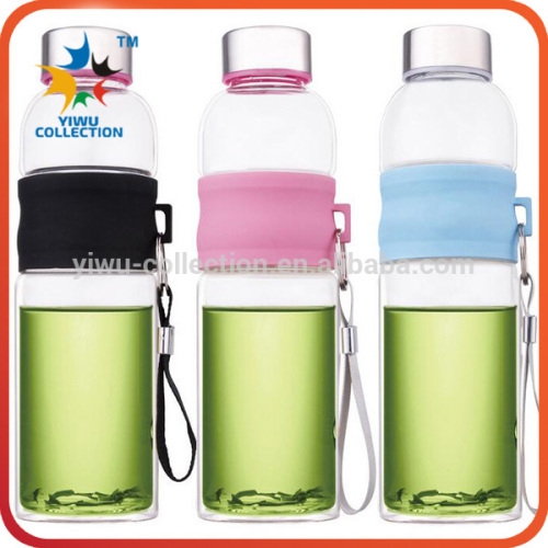 double wall glass bottles manufacturer selling glass tea infuser water bottle with bamboo lid