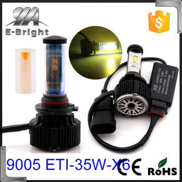 With yellow cover 9005 Car LED Headlight Guangzhou Manufacturers of led bulbs 2pcs 3600 Lumens ETI X6 35W Led 9005