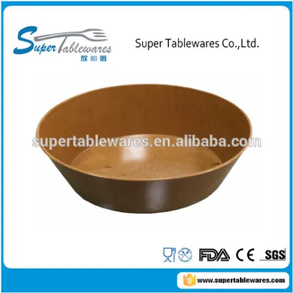 Plastic melamine featured tableware with wooden finish fruit bowl