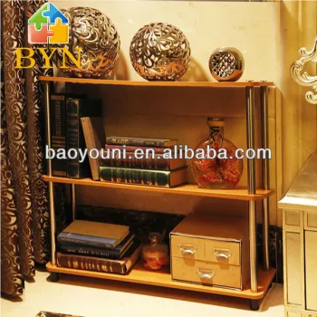 BYN 4-tier stainless steel wooden rack wooden display rack side table DQ-W0903
