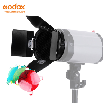 Godox BD-03 Barn Door with Honeycomb Grid and 4 Color Filters for Studio Flashes
