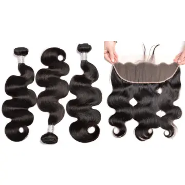 Brazilian Human Hair Bundles With 13x4 Lace Frontal Closure Body Wave Cuticle Aligned Virgin Hair