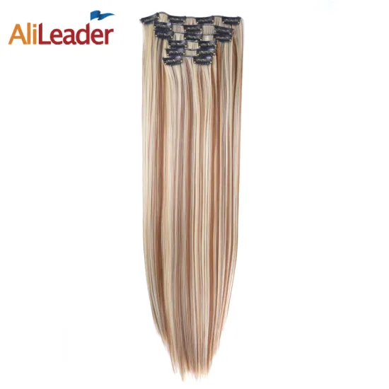 AliLeader Best Selling Products Top Quality Synthetic Clip In Hair Extension, 6Pcs/set 22" Straight 16 Clips In Hair Extension