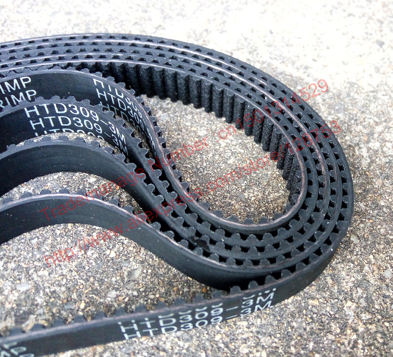 5 pieces/pack HTD3M timing belt length 309mm teeth 103 width 9mm rubber closed-loop 309-3M for shredder S3M 309 HTD 3M pulley