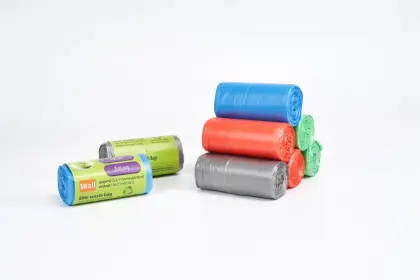 Biodegradable drawstring plastic trash bag